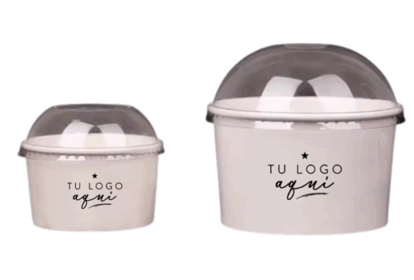 CONTENEDOR CUCHAREABLE 16 OZ BLANCO C/ TAPA DOMO PET - Imagen 3
