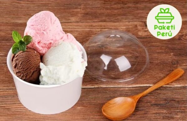 CONTENEDOR CUCHAREABLE 16 OZ BLANCO C/ TAPA DOMO PET - Imagen 2