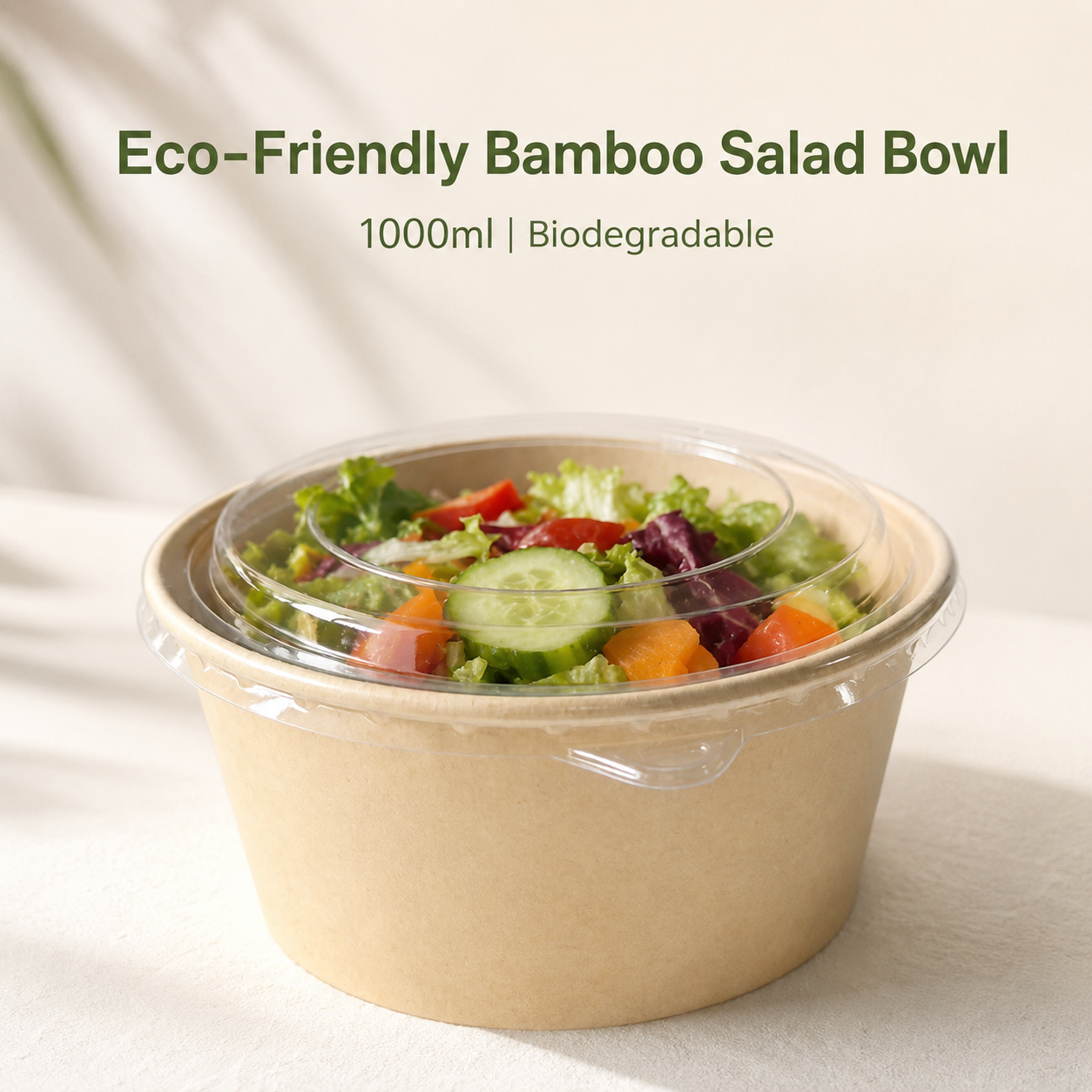 BOWL DE BAMBÚ 1000 ML + TAPA PET