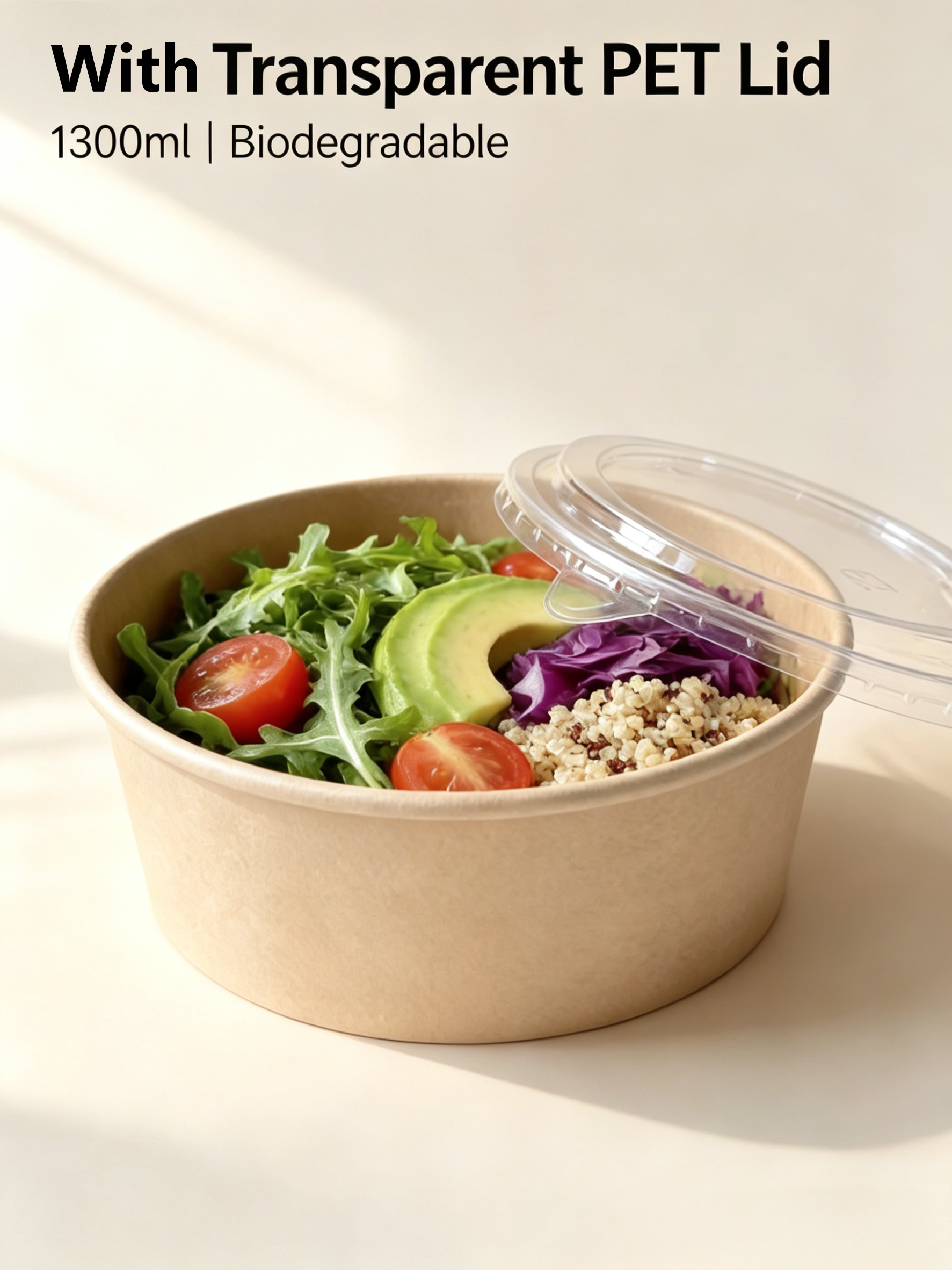 BOWL DE BAMBÚ 1300 ML + TAPA PET - Imagen 3